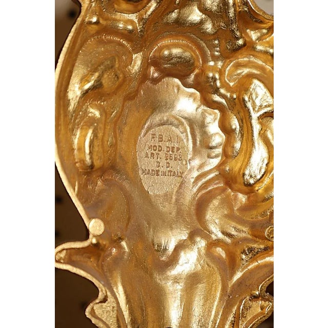 Pair of Gold Dore Bronze Two Light Sconces by FBAI For Sale - Image 4 of 9