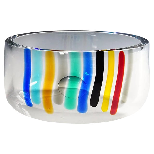 Large Art Glass Color Waterfall Bowl attributed to Ferro & Lazzarini, Murano, 1980s For Sale
