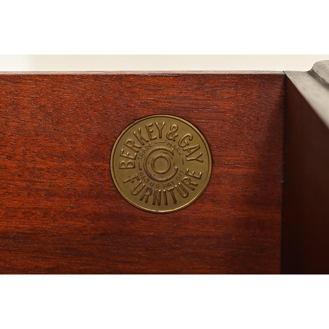 Brown Berkey & Gay Antique English Tudor Carved Walnut and Burl Wood Bookcase or Bar Cabinet, Circa 1920s For Sale - Image 8 of 17