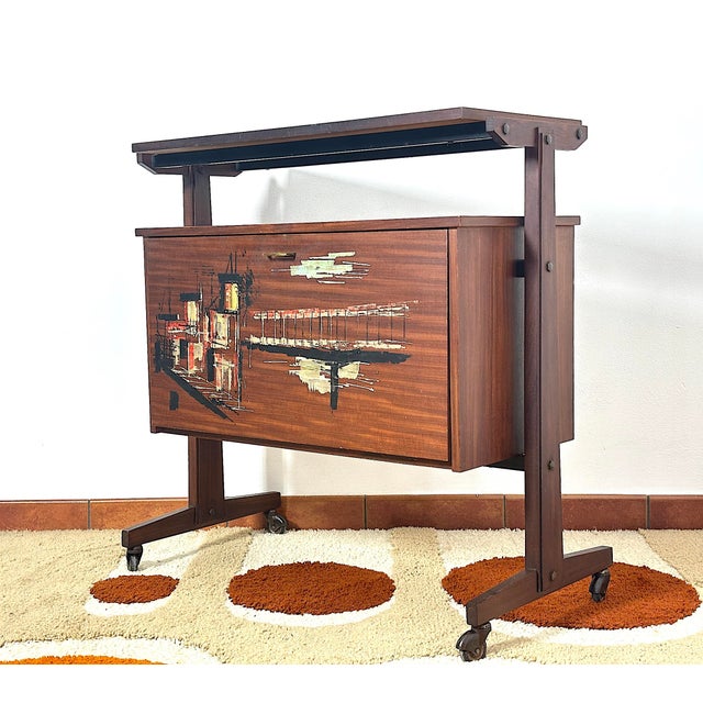 Brown Vintage Mobile Bar Cart, Italy, 1960s For Sale - Image 8 of 14