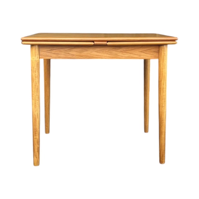 1960s Danish Modern Teak Extendable Dining Table With 2 Leaves, Square Top & Tapered Legs For Sale - Image 4 of 15