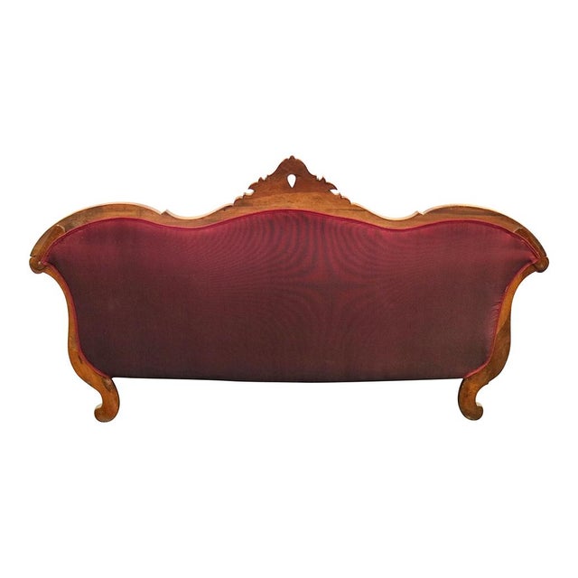Louis Philippe Upholstered Walnut Sofa For Sale - Image 4 of 8