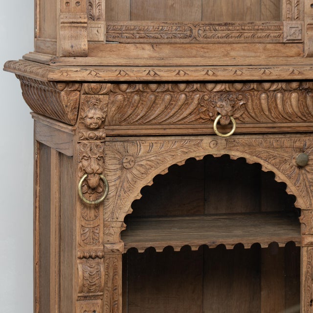 19th Century Large French Bleached Oak Carved Bookcase Display Cabinet For Sale - Image 9 of 13