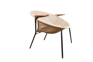 Danish Steel and Teak Leather Ballon Model Armchair by Hans Olsen, 1960s
