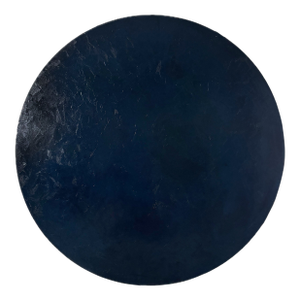 Large Round Navy Blue Abstract Oil Painting, 35 Inch Circular Textured Wall Art, Modern Dark Blue Minimalist Impasto Decor for Living Room
