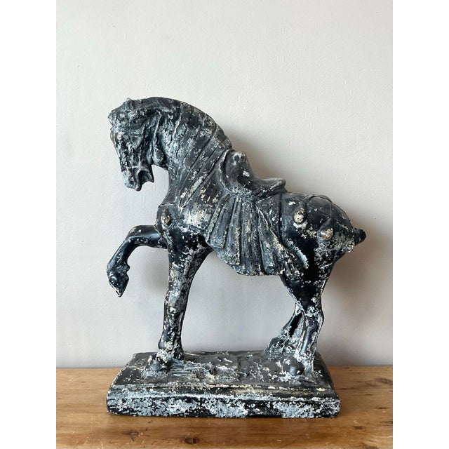 Vintage Cast Concrete Tang Horse For Sale - Image 11 of 12