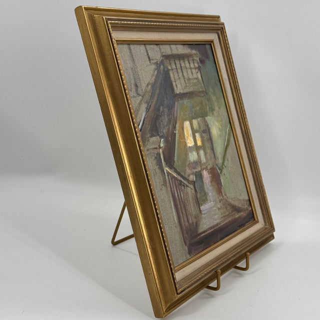 Linen Ronald L. Marvin Jr. Original Impressionist Oil Painting Stairwell Interior For Sale - Image 8 of 12
