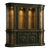 Mid 20th Century Emerald City Curved Glass Display Hutch / Hollywood Regency China Cabinet in Oxidized Emerald & Gold For Sale