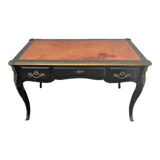 1900s Antique Leather-Top Writing Desk For Sale
