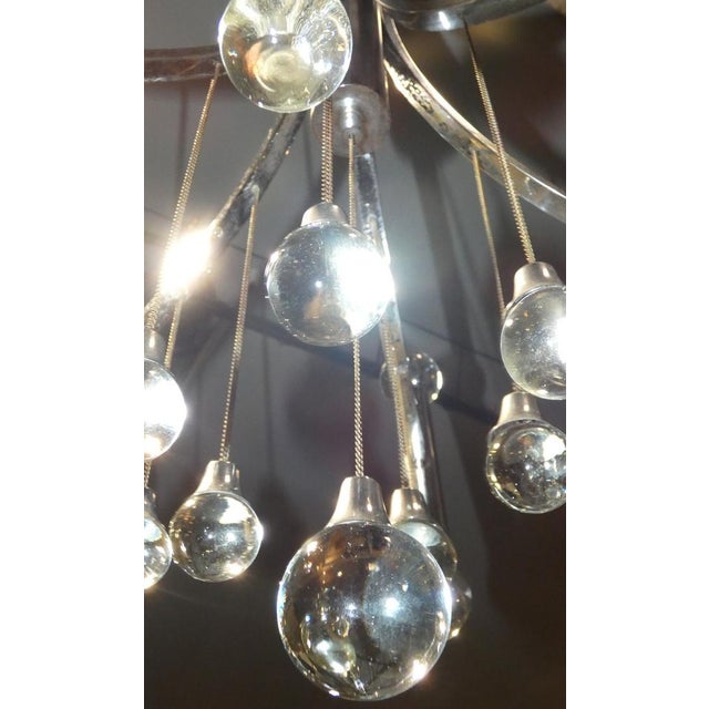 Silver Chromed Steel and Crystal Chandelier with 6 Lights attributed to Angelo Gaetano Sciolari, Italy, 1970s For Sale - Image 8 of 10