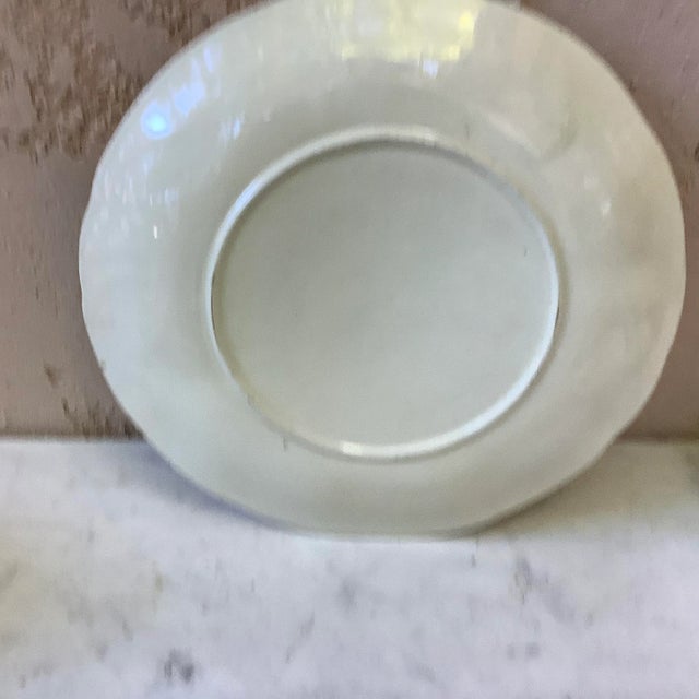 Art Nouveau Majolica Keller & Guerin Saint Clement Water Lily Asparagus Plate For Sale - Image 3 of 4