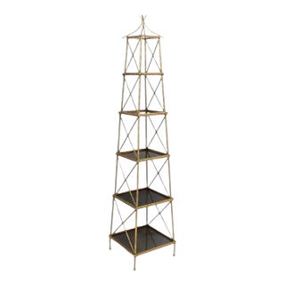 Aesthetic Brass & Glass 5-Stack Nesting Side Stand Set 20thC For Sale