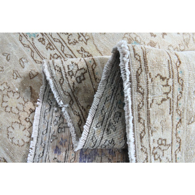 1970s Vintage Persian Handmade Wool Cotton Light Brown Area Rug For Sale - Image 11 of 11