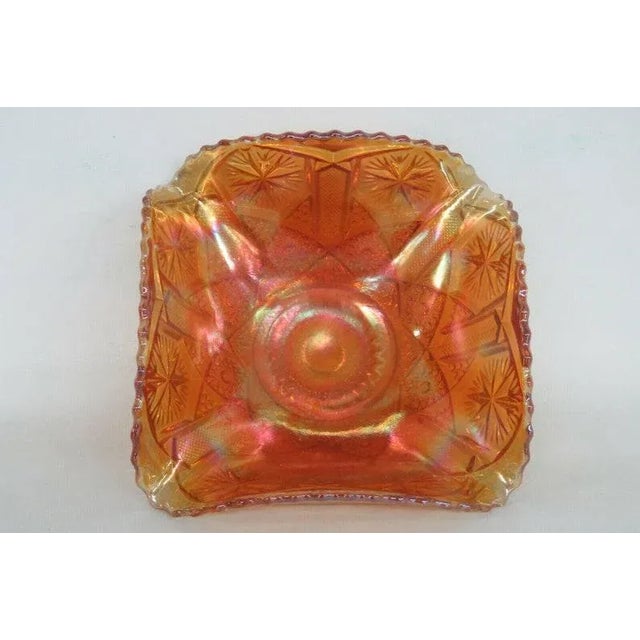 Imperial Star and File Marigold Carnival Glass Ruffled Sawtooth Bowl Dish For Sale - Image 4 of 11