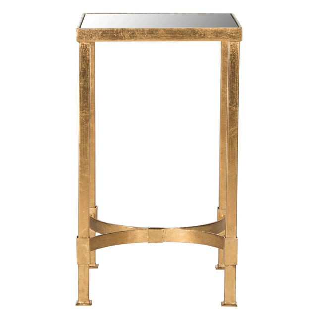 2020s Modern Mirror Top End Table in Antique Gold For Sale - Image 5 of 5