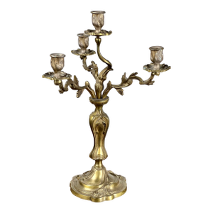 Vintage Brass Louis XV Style Four Light Candelabra