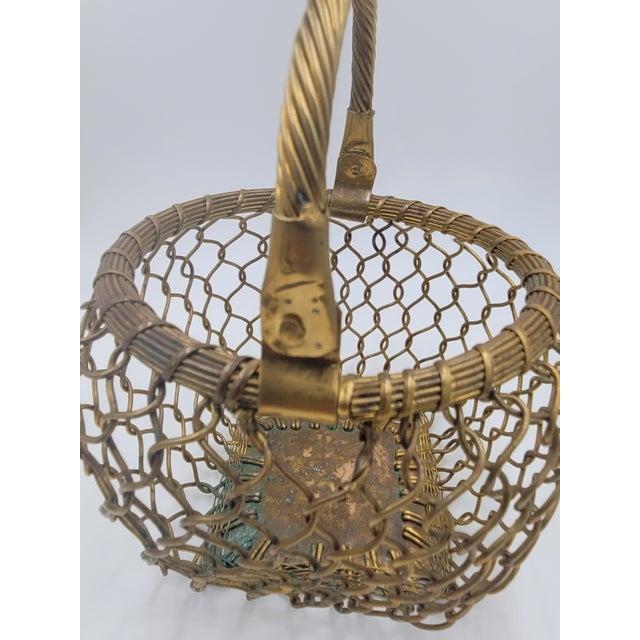 Indian Mid 20th Century Indian Brass Wirework Swing-Handle Basket For Sale - Image 3 of 12