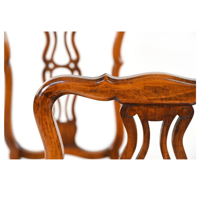 Brown 20th Century Queen Anne Walnut Dining Chairs- Set of 4 For Sale - Image 8 of 13