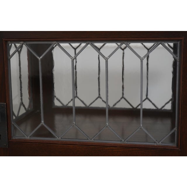 Stickley Roycroft Mission Oak Leaded Glass Cabinet For Sale - Image 12 of 18