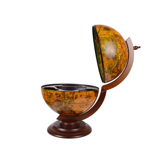 Brown Late 20th Century Hand Crafted Italian World Globe Table Top Dry Bar For Sale - Image 8 of 13