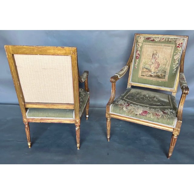 Fine Pair of 18th Century French Aubusson Upholstered Fauteuils For Sale - Image 9 of 10