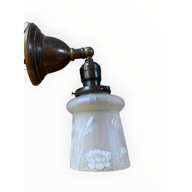 1920s Tropical Sunset Acid Etched Wall Sconce For Sale - Image 10 of 11