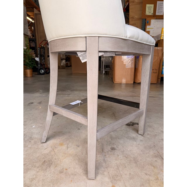Early 21st Century Bernhardt Light Gray Leather Counter Stool For Sale - Image 5 of 10