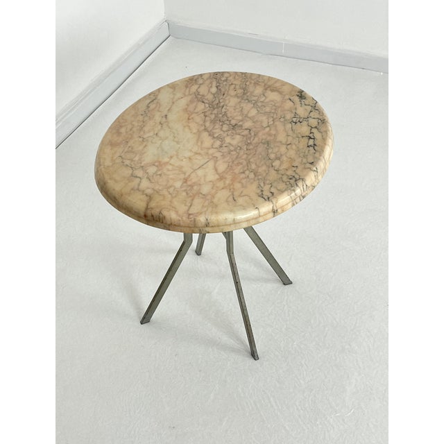 Iron coffee table with marble top, Made in Italy from the 1960s Good condition. Found in a country house in my city, Palermo.