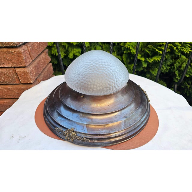 1920s Vintage Art Deco Brass Ceiling Lamp, 1920s For Sale - Image 5 of 5