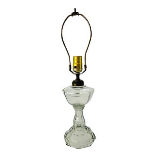 Vintage Glass Oil Lamp Converted to Electric Table Lamp For Sale