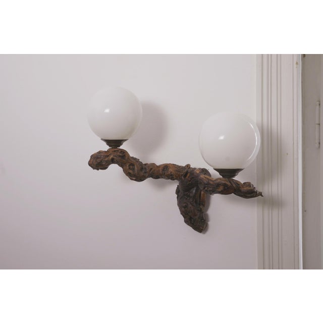 Vintage Brutalist Double Opaline Lighting Wall Light, 1950s For Sale - Image 17 of 18