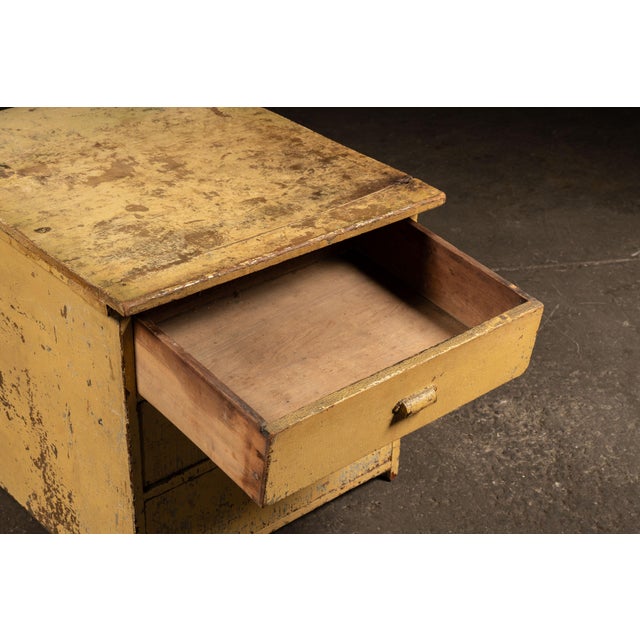 Antique Chippy Painted Industrial Three-Drawer Utility Cabinet For Sale - Image 10 of 13