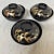 Antique black lacquered wooden rice bowls with lids from the Taisho period. Beautiful lacquered wood (Urushi) with gold...