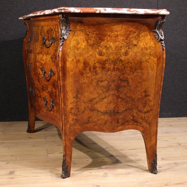 Lombard Inlaid Dresser in Louis Xv Style with Marble Top, 1950 For Sale - Image 10 of 14