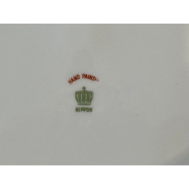 Ceramic Nippon Vintage Hand Painted Japan Trinket Candy Dish With Gilded Handle For Sale - Image 7 of 7