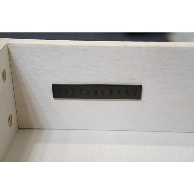 Wood Pottery Barn Clara Lattice Collection Contemporary Modern 21" Nightstand in Sky White Finish For Sale - Image 7 of 13