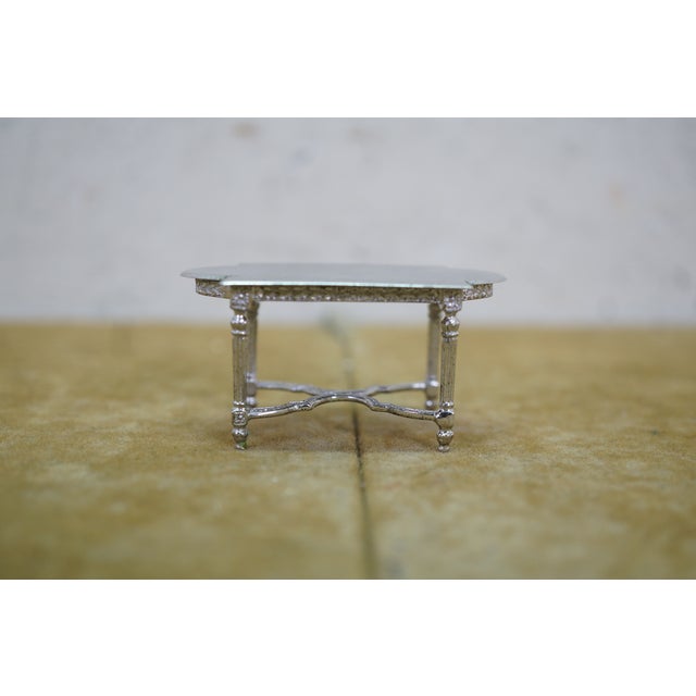 Antique Victorian Miniature Silver Dollhouse Furniture Settee Table Chairs 2" For Sale - Image 13 of 18