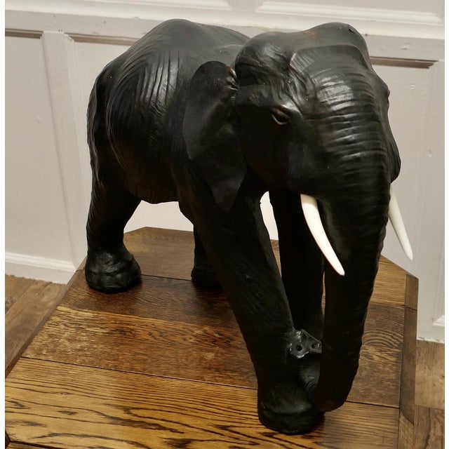 Arts and Crafts Leather Model of a Bull Elephant, 1930s For Sale - Image 6 of 16