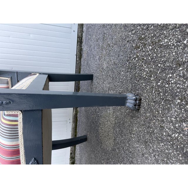 Armchair in Gray Lacquered Wood and Striped Rubelli Fabric For Sale - Image 6 of 11