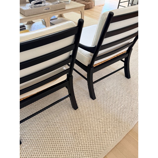 Traditional Pair of Large Scale Ladder Back Chairs With Woven Seats For Sale - Image 3 of 11