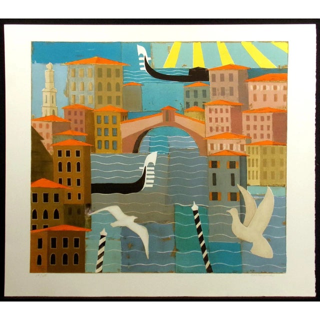 "Venise" unframed limited edition lithograph on Arches paper by Jean Oosterlynck. Hand signed by the artist in pencil....