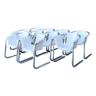 Vintage Boho Vecta “Zermatt” Leather Sling Dining Chairs - Set of 10 For Sale