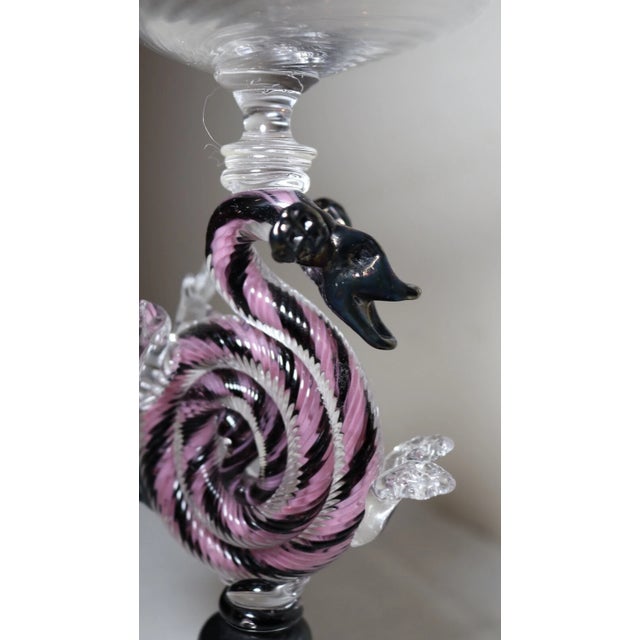 Glass 1990s Share Hand Blown Dragon Venetian Murano Art Studio Glass Goblet Chalice Stemware Cup For Sale - Image 7 of 11