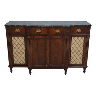 Vintage Cabinet Made Regency Marble Top Credenza For Sale