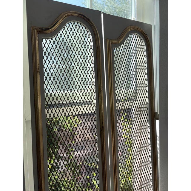 Set of 4 Vintage European Style Gilt Architectural Panels With Metal Mesh For Sale - Image 9 of 10
