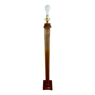 Vintage 1940s Mission Arts & Crafts Carved Designs Mahogany Floor Lamp For Sale