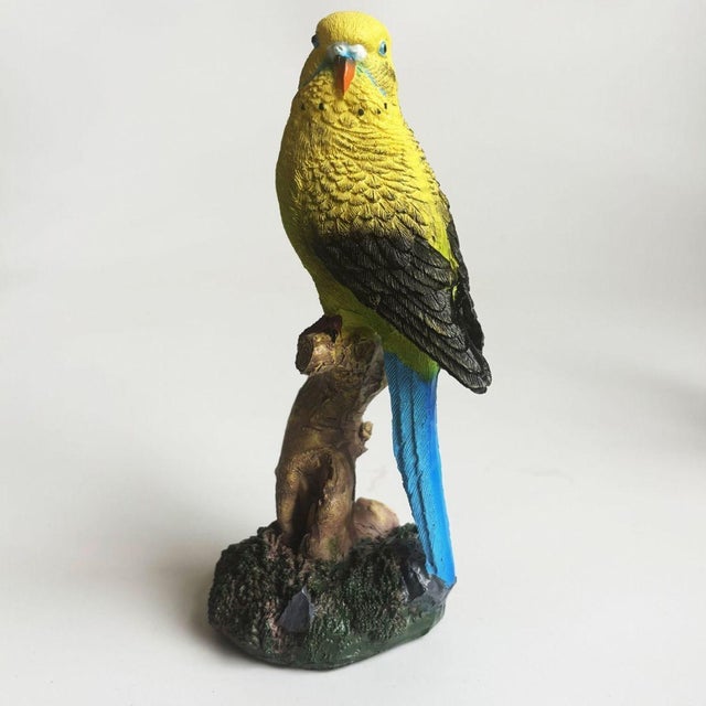 Pair of Resin Parakeet Figurines – 6.1" Realistic Bird Sculptures on Branches For Sale - Image 13 of 16