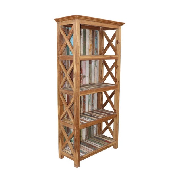 Farmhouse Style 4 Shelves Reclaimed Wood Display Bookcase Chairish