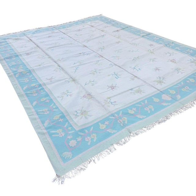 Handmade Indian Dhurrie | Pastel Flatweave Kilim | 12x15 For Sale - Image 4 of 5