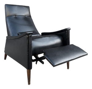 Mid-Century Modern Black Reclining Lounge Chair With Pull-Out Footrest by Mel Smilow, Circa 1950s–1960s